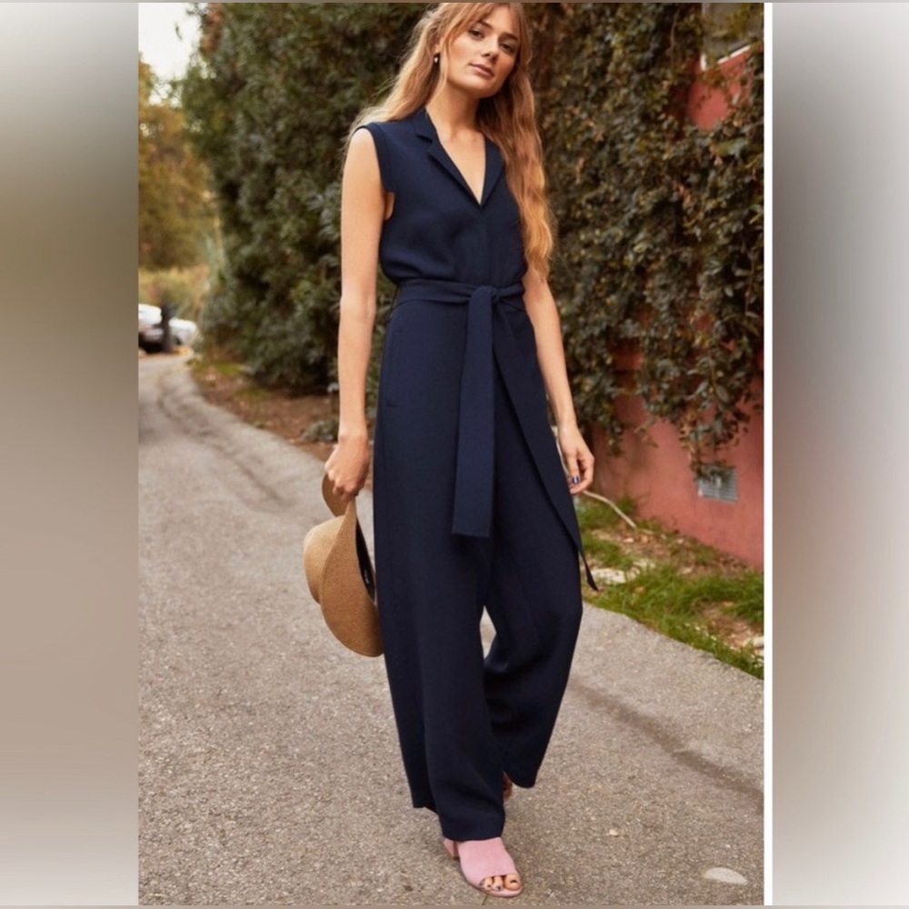 & Other Stories Capsule Navy Blue Wide Leg Jumpsuit